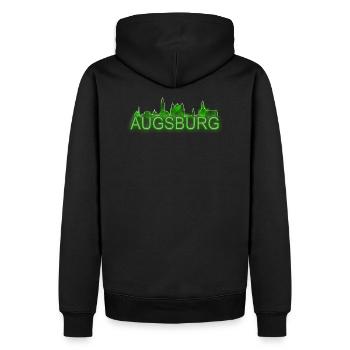 Augsburg - skyline - Men’s Premium Organic Hoodie - black - Back - Nico (187cm)