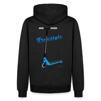 trottinette bleue - Sweat à capuche Premium bio Homme - noir - Dos - Nico (187cm)