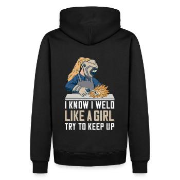 Schweißer Mama für Schweißerinnen und - Männer Premium Bio Hoodie - Schwarz - Hinten - Nico (187cm)