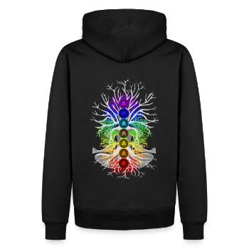 Harmonie des chakras - Sweat à capuche Premium bio Homme - noir - Dos - Nico (187cm)