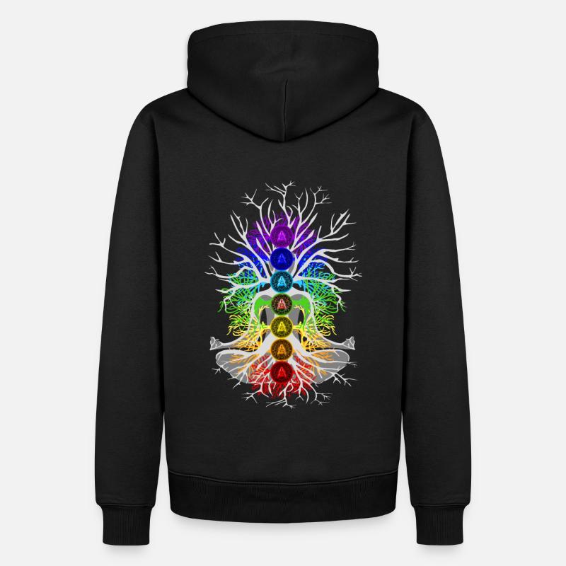 Chakra Baum des Lebens Meditation - Männer Premium Bio Hoodie - Schwarz