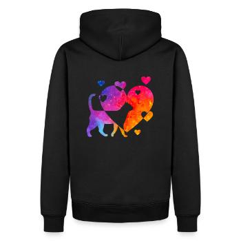 Katzenliebe - Männer Premium Bio Hoodie - Schwarz - Hinten - Nico (187cm)