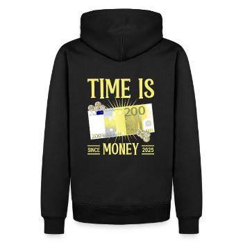 Time is money - Men’s Premium Organic Hoodie - black - Back - Nico (187cm)