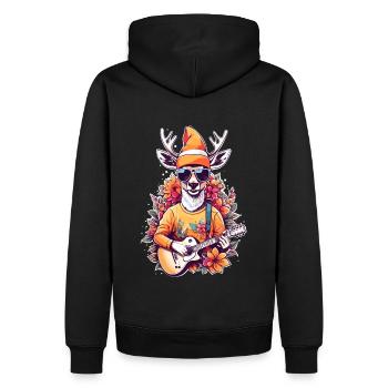 Rentier mit Gitarre - Männer Premium Bio Hoodie - Schwarz - Hinten - Nico (187cm)