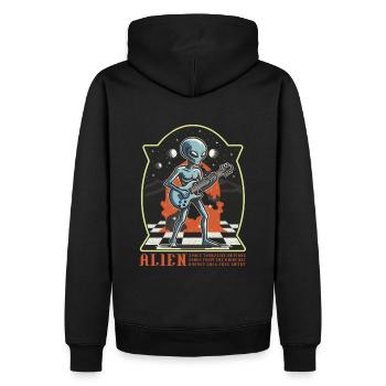 Alien Live On Mars lustige Band Shirt Parodie - Männer Premium Bio Hoodie - Schwarz - Hinten - Nico (187cm)