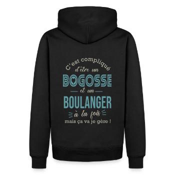 boulanger bogosse Cadeau humour boulanger pain - Sweat à capuche Premium bio Homme - noir - Dos - Nico (187cm)