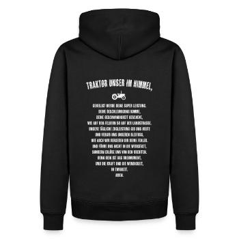 Traktor unser im Himmel... - Männer Premium Bio Hoodie - Schwarz - Hinten - Nico (187cm)