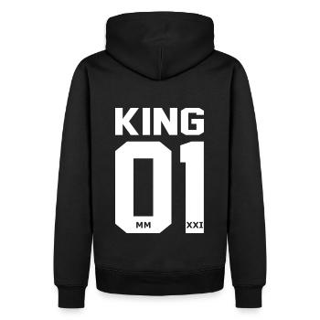 King Queen King Couple Hoodie - Men’s Premium Organic Hoodie - black - Back - Nico (187cm)