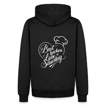 Brot Backen mit Sauerteig und Liebe - Männer Premium Bio Hoodie - Schwarz - Hinten - Nico (187cm)
