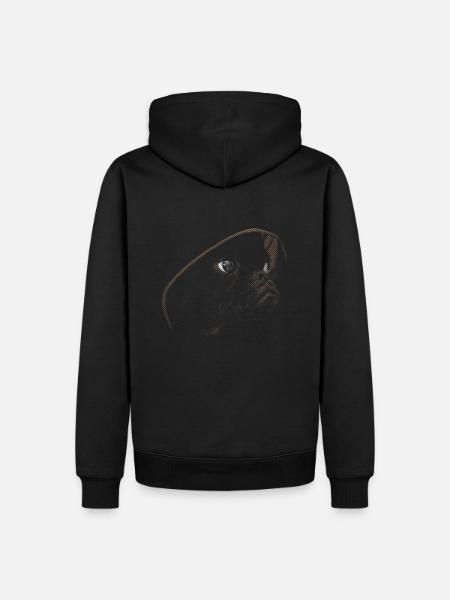 Mops mit Mütze - Männer Premium Bio Hoodie - Schwarz