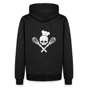 Crâne cuisinier | Tête de mort - Sweat à capuche Premium bio Homme - noir - Dos - Nico (187cm)