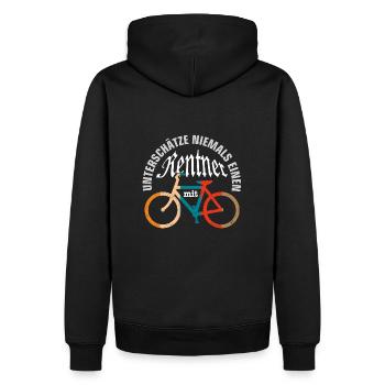 Retraités à vélo | Balade à vélo | Congés cyclistes - Sweat à capuche Premium bio Homme - noir - Dos - Nico (187cm)