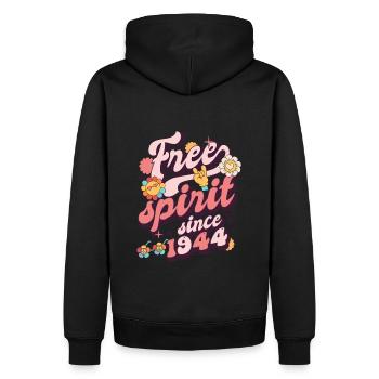 1944 Jahrgang Geburtstag Jahrgang 1944 - Männer Premium Bio Hoodie - Schwarz - Hinten - Nico (187cm)
