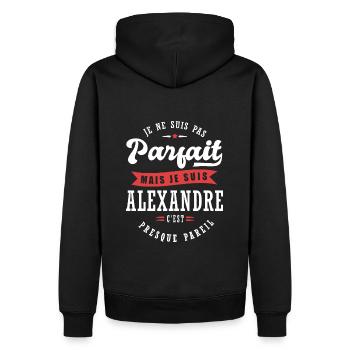 Alexandre Parfait Cadeau prenom alexandre - Sweat à capuche Premium bio Homme - noir - Dos - Nico (187cm)