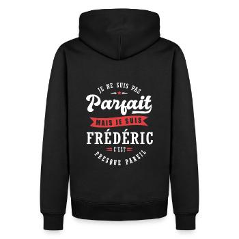 Frédéric Parfait Cadeau prenom frederic - Sweat à capuche Premium bio Homme - noir - Dos - Nico (187cm)