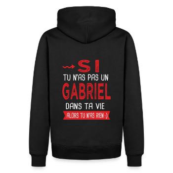 Gabriel Si tu n as pas un gabriel Cadeau Humour - Sweat à capuche Premium bio Homme - noir - Dos - Nico (187cm)