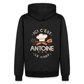Antoine Chef Ici c est antoine le chef cuisinier - Sweat à capuche Premium bio Homme - noir - Dos - Nico (187cm)