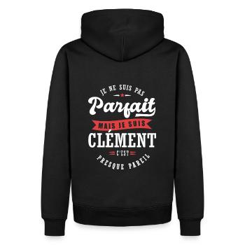 Clément Parfait Cadeau prenom Clement - Sweat à capuche Premium bio Homme - noir - Dos - Nico (187cm)