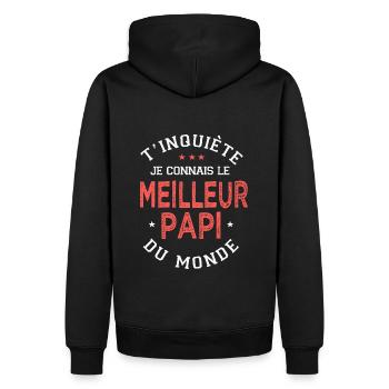 papi cadeau meilleur papi du monde grand père - Sweat à capuche Premium bio Homme - noir - Dos - Nico (187cm)