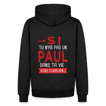 Paul Si tu n as pas un paul Cadeau humour - Sweat à capuche Premium bio Homme - noir - Dos - Nico (187cm)