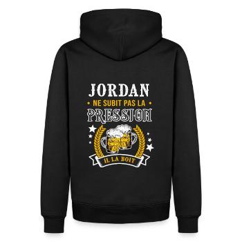 Jordan et bière & jordan cadeau jordan fête - Sweat à capuche Premium bio Homme - noir - Dos - Nico (187cm)