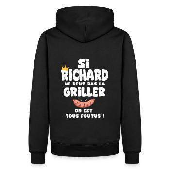 Richard roi barbecue cadeau richard fêtes - Sweat à capuche Premium bio Homme - noir - Dos - Nico (187cm)
