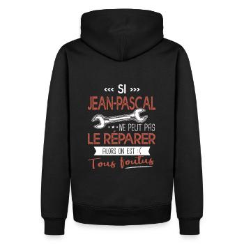 Jean pascal ne peut pas le réparer on est foutus - Sweat à capuche Premium bio Homme - noir - Dos - Nico (187cm)