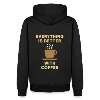 Everything is better with coffee - Men’s Premium Organic Hoodie - black - Back - Nico (187cm)