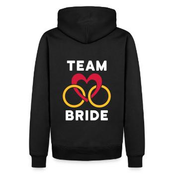 Team bride (Herz, zwei Ringe) - Männer Premium Bio Hoodie - Schwarz - Hinten - Nico (187cm)