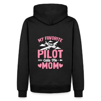 Mein Lieblingspilot nennt mich Mama - Männer Premium Bio Hoodie - Schwarz - Hinten - Nico (187cm)