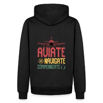 Aviate Navigieren Kommunizieren - Männer Premium Bio Hoodie - Schwarz - Hinten - Nico (187cm)