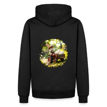 Lapin de Pâques - Sweat à capuche Premium bio Homme - noir - Dos - Nico (187cm)