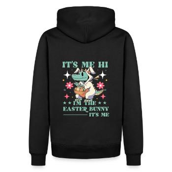 Dicton drôle de Pâques - Sweat à capuche Premium bio Homme - noir - Dos - Nico (187cm)