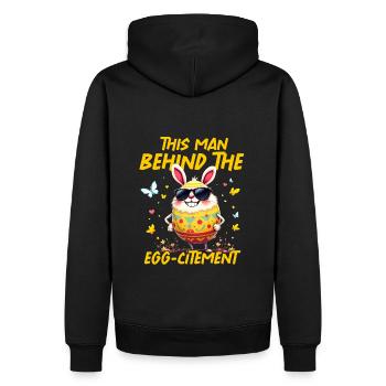 Cet homme derrière l’œuf - Sweat à capuche Premium bio Homme - noir - Dos - Nico (187cm)