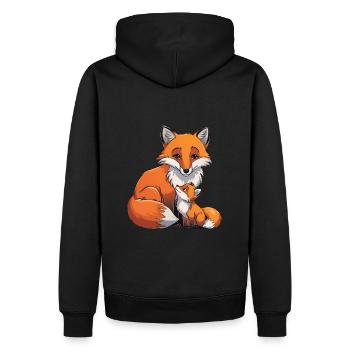 Fuchs Mama und Fuchs Baby - Männer Premium Bio Hoodie - Schwarz - Hinten - Nico (187cm)