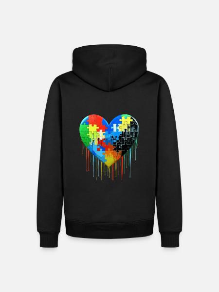 Autism Puzzle Heart - Men’s Premium Organic Hoodie - black