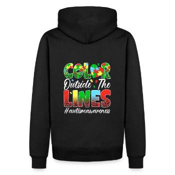 Farbe außerhalb der Linien - Männer Premium Bio Hoodie - Schwarz - Hinten - Nico (187cm)