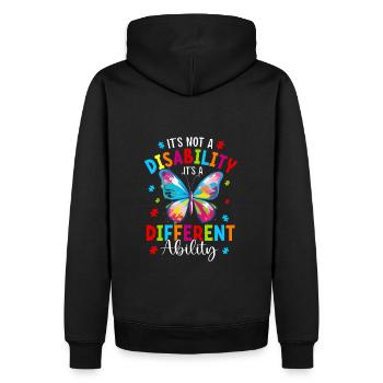 Es ist keine Behinderung, es ist eine andere Fähigkeit - Männer Premium Bio Hoodie - Schwarz - Hinten - Nico (187cm)