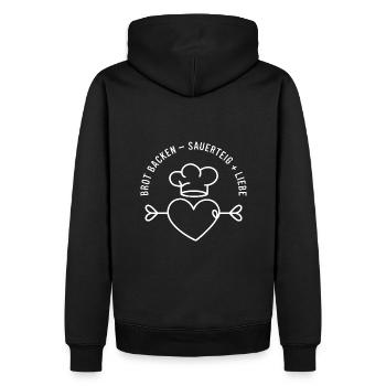 Brot Backen mit Sauerteig und Liebe - Männer Premium Bio Hoodie - Schwarz - Hinten - Nico (187cm)