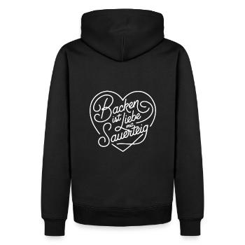Brot Backen mit Sauerteig und Liebe - Männer Premium Bio Hoodie - Schwarz - Hinten - Nico (187cm)