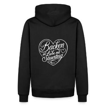 Brot Backen mit Sauerteig und Liebe - Männer Premium Bio Hoodie - Schwarz - Hinten - Nico (187cm)