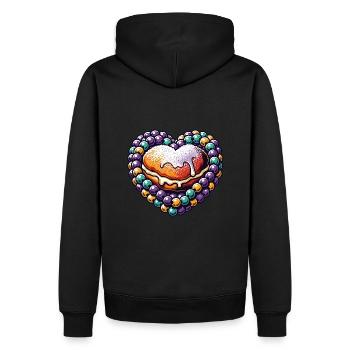 Herz aus Zuckerperlen mit Gebäck - Männer Premium Bio Hoodie - Schwarz - Hinten - Nico (187cm)