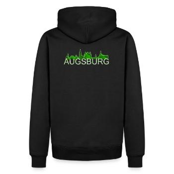 Augsburg - skyline - Men’s Premium Organic Hoodie - black - Back - Nico (187cm)