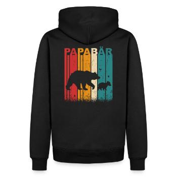 Papabär Papa bär Vatertag Retro Vintage Tiere - Männer Premium Bio Hoodie - Schwarz - Hinten - Nico (187cm)