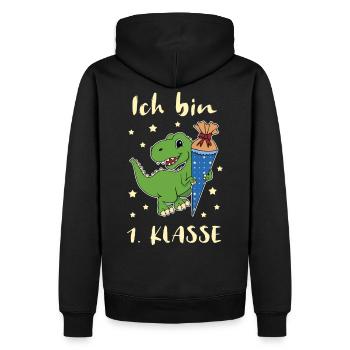 Dino Schulanfang - Männer Premium Bio Hoodie - Schwarz - Hinten - Nico (187cm)