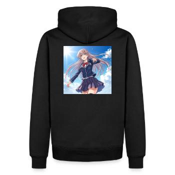 Écolière dans un ciel bleu - Sweat à capuche Premium bio Homme - noir - Dos - Nico (187cm)