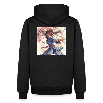 Ninja de la Lame Fleur en kimono - Sweat à capuche Premium bio Homme - noir - Dos - Nico (187cm)