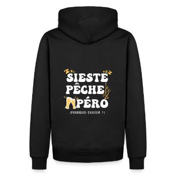 Pêche humour pêcheur sieste pêche apéro - Sweat à capuche Premium bio Homme - noir - Dos - Nico (187cm)