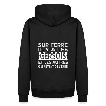 sur terre les Gersois et les autres Humour Gers - Sweat à capuche Premium bio Homme - noir - Dos - Nico (187cm)