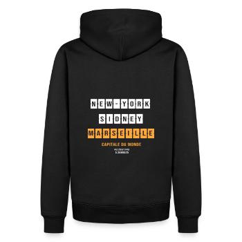 Marseille fierté marseillaise 13 - Sweat à capuche Premium bio Homme - noir - Dos - Nico (187cm)
